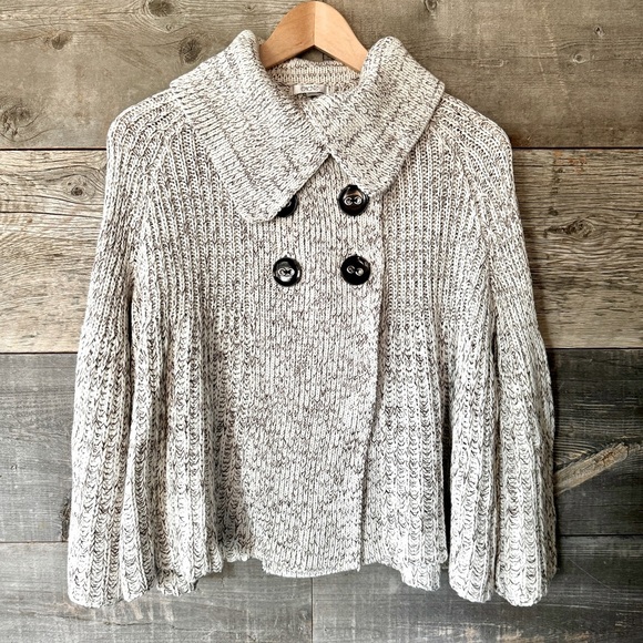 Cache Sweaters - Cache Vintage 90s Baby Doll Crop Swing Sweater Buttons Bell Sleeve Chunky Knit M